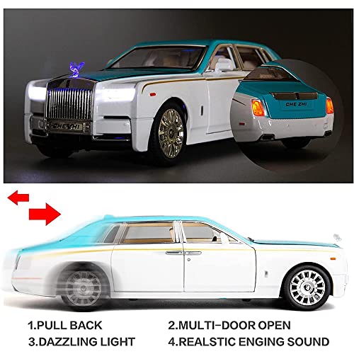 Image of DEUSON ECOM 1:24 Scale Phantom Toy Car for Kids Diecast Metal Model Car Openable Door with Sound Light and Pull Back, Black