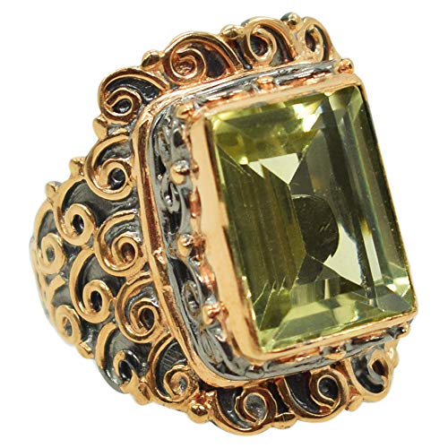 Bague améthyste vert et argent 925 plaqué or rose pour vos tenues d'été