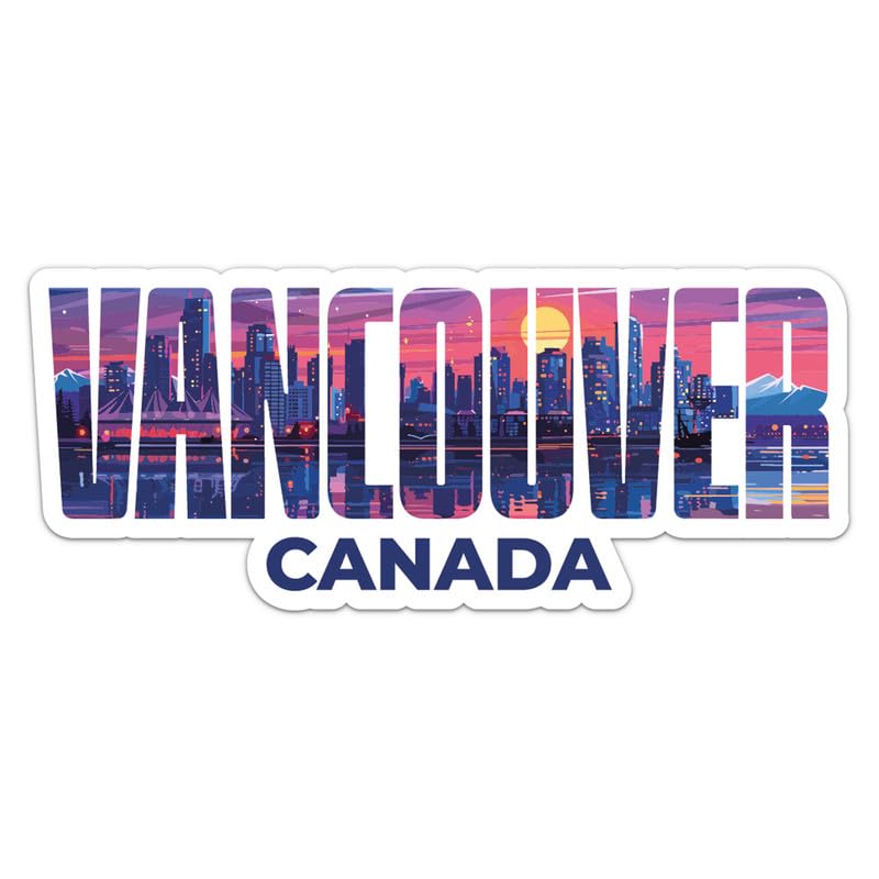 Canada Vancouver City Sticker - Waterproof Vinyl Decal for Car Bumper, Laptop, Water Bottle, Wall, and Window, Size - 6'' Longer Side