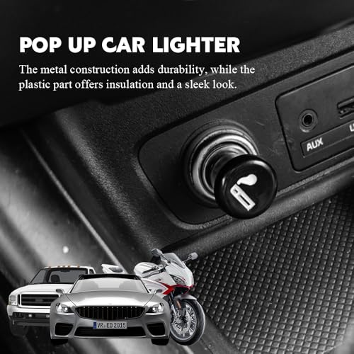 Image of Car Cigarette Lighter, Pop-Out Car Cigarette Lighter, Metal Plastic Construction Cigarette Lighter, 12V Lighter Plug Auto Replacement Accessories Fits for Most Vehicles Socket