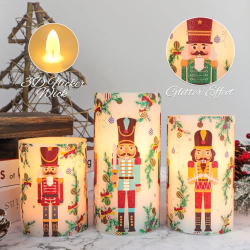 Image of Chrismtas Nutcracker Soldiers Flameless Candles Decorations with Remote, Battery Opreated Flickering LED Candle Light, Real Wax Holiday Candles, Xmas Gift for Home Party Decor