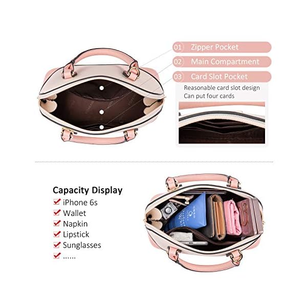 Small-Crossbody-Bags-for-Women-Classic-Double-Zip-Top-Handle-Dome-Satchel-Bag-Shoulder-Purse Small Crossbody Bags for Women Classic Double Zip Top Handle Dome Satchel Bag Shoulder Purse Pink&Beige