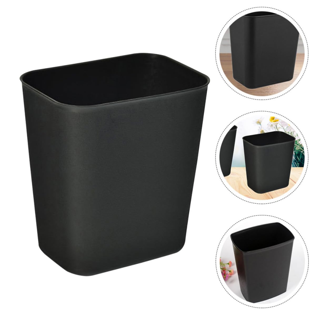Mikinona Papelera para Dormitorio 14L sin Tapa 2Piezas ABS Negro para Hogar e Interiores