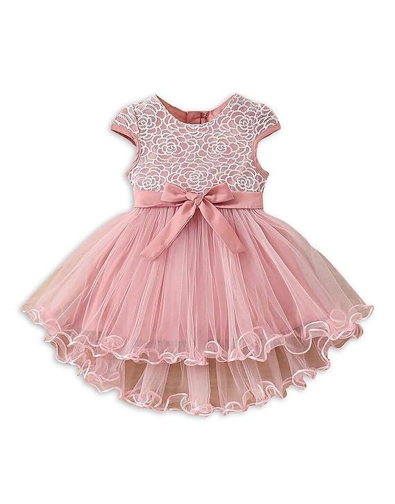 PAMBERSTON Baby Girls Midi/Knee Length Party Dress β Elegant Sleeveless Dress for Special Occasions(D.W 0118 Peach 3) 2
