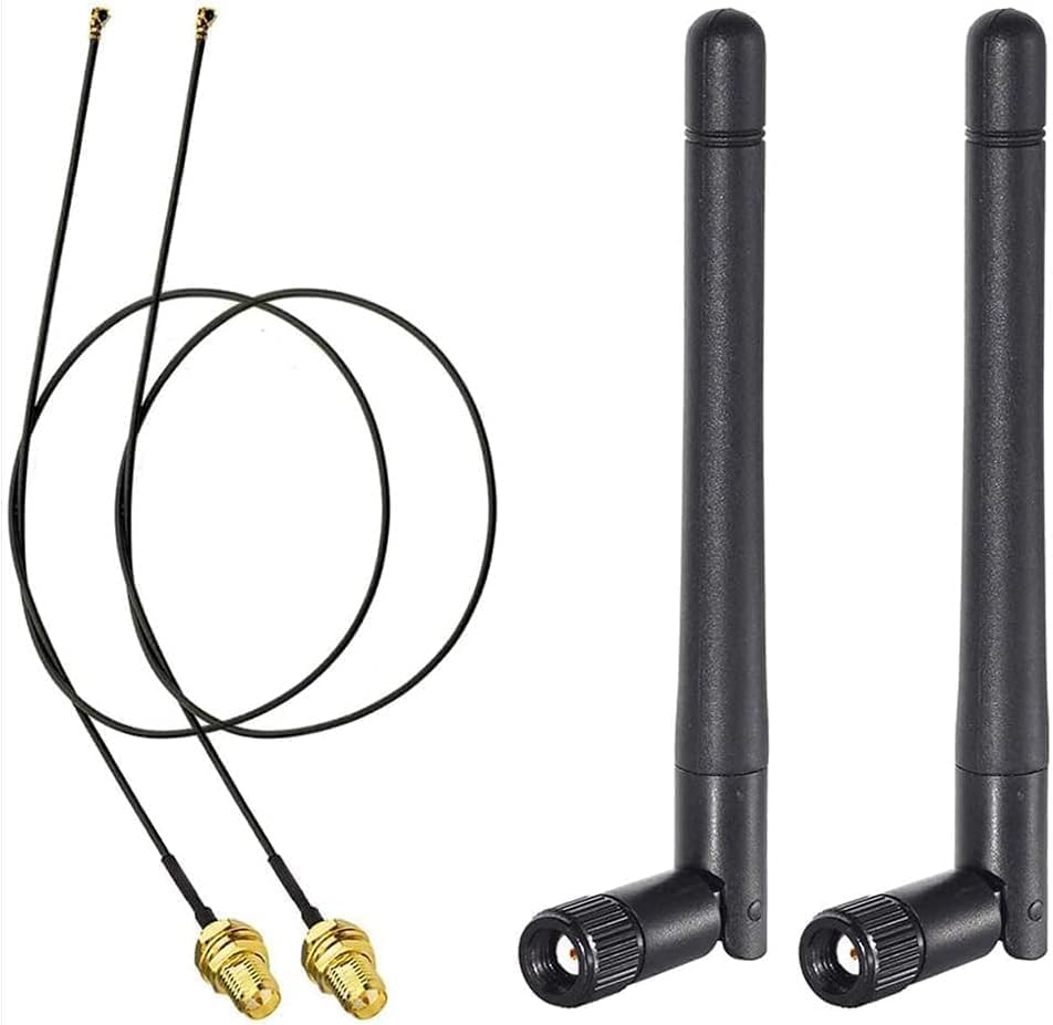 NISTECH 3dBi RP-SMA Whip Antenna (Pack of 2) 2.4GHz 5GHz Dual Band WiFi 1.13 Cable RP-SMA Female 30cm Antenna+2 x 30CM RP-SMA IPEX - 2 pcs