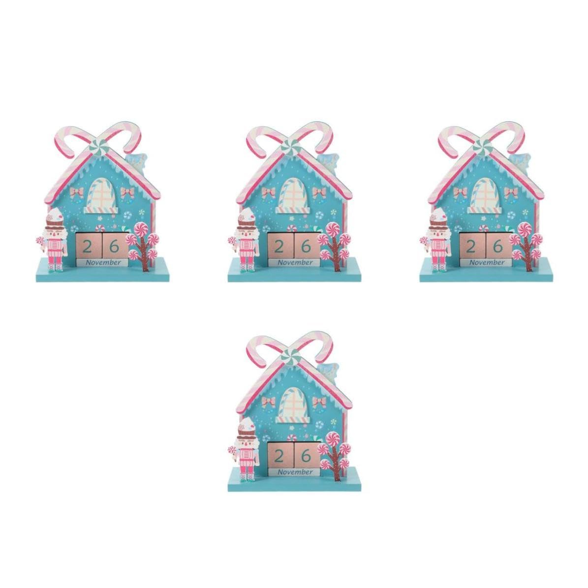 4 Sets Süßer Holzkalender für Schreibtisch, Ewiger Kalender