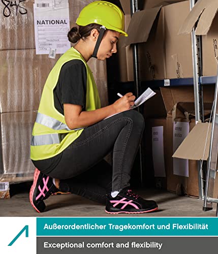 ACE Aurora Frauen-Arbeitsschuhe - sportliche Sicherheitsschuhe für die Arbeit - S1 SRA - Schwarz/Pink - 38