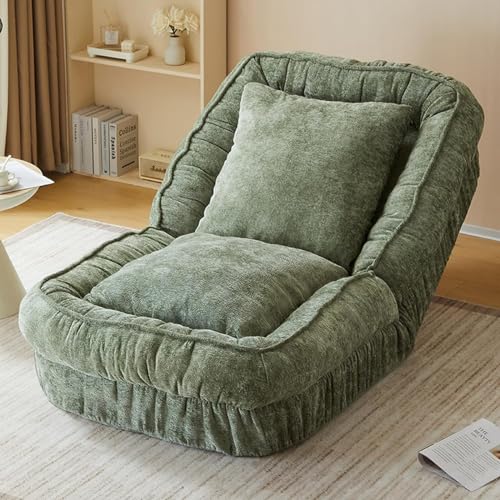 XANAYXWJ Cama Perezosa Plegable Ajustable, sillón Moderno sin Brazos, sofá Perezoso Acolchado con Esponja Completa de Alta Densidad, Tela de Terciopelo de Chenilla extraíble y Lavable, Color Verde