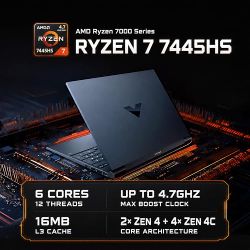 Image of HP Victus Gaming Laptop 15.6 inch FHD IPS 144Hz AMD Ryzen 7 7445HS (>i7-1255U), 64GB DDR5 RAM, 2TB NVMe SSD, GeForce RTX 4050 6GB, Backlit, Type-C, WI-FI 6E, B&O Fast Charge, Windows 11