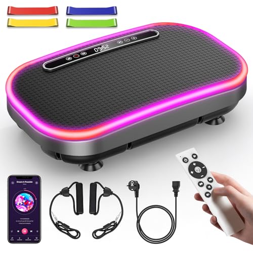 Plateforme Vibrante, Plateforme Vibrante Perte de Poids, 9 Modes Réglables, 1-120 Niveaux D’Intensité, Haut-Parleur Bluetooth Intégré, Télécommande, Écran LED,...