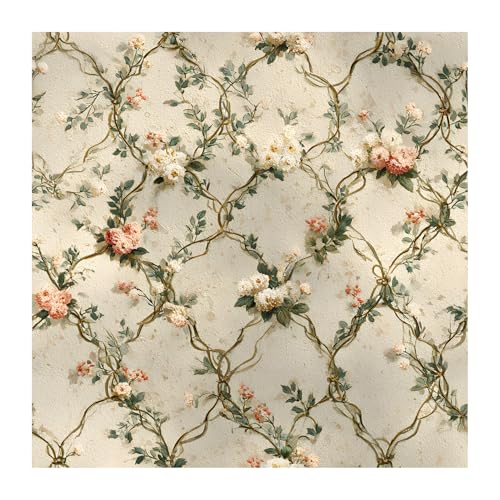 Image of PAPER PLANE DESIGN Vintage Floral Self Adhesive Wallpaper Peel & Stick, Waterproof, Stain-Proof & Self Adhesive Vinyl | Easy to Clean | 16 in X 90 in, Decor for Bedroom, Hallway, Living Room (C)