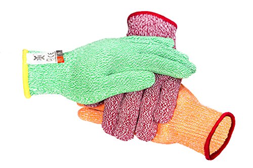 C0223M3 3 Color Cut Resistant Gloves Red For Meat, Green For Veg, Yellow