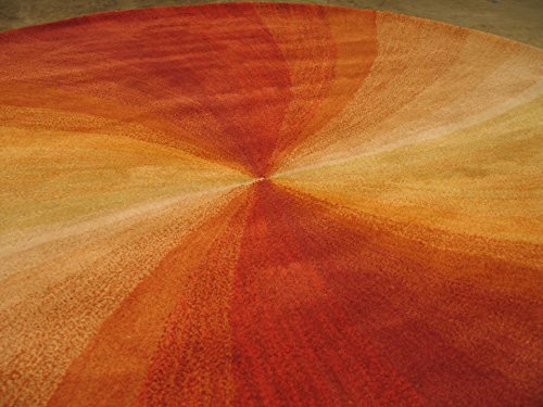 Eorc, Llc Hand-Tufted Wool Orange Contemporary Abstract Swirl Rug, 6' Round, Red #TOP1