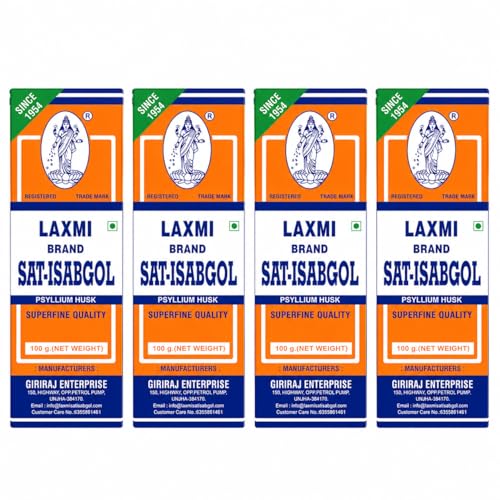Image of Laxmi Sat Isabgol Psyllium Husk Powder-100 gm (Pack of 4) | For Constipation Relief & Gut Health | High Fiber Supplement | Supports Easy Bowel Movement, Digestive Wellness & Bloating Relief | 100 gm (Pack of 4)