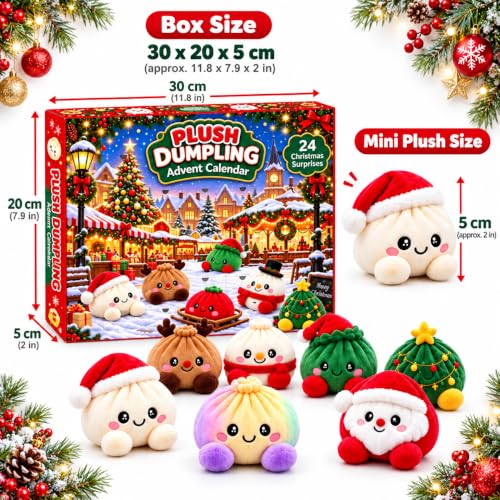 Christmas Plush Dumpling Advent Calendar 2026, 24 Days Countdown Calendar, Festive Holiday Gift Adults - image 3