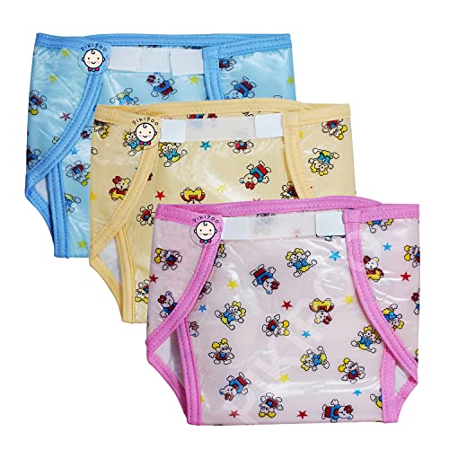 Image of Presents Baby Kids Soft PVC (Plastic) Diaper Joker Padded Baby Nappy Panty Training Pants with Inner & Outer Soft Plastic Reusable & Waterproof Multi (3-6 Months, Multi)