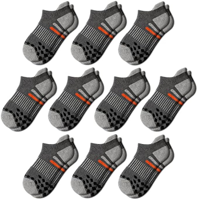 Comfoex 10 Pairs Boys Socks Ankle Athletic Socks For Big Little Kids Cotton Half Cushioned Socks