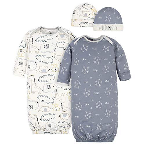 Image of Gerber baby-boys 4-piece Gown and Cap SetNightgown