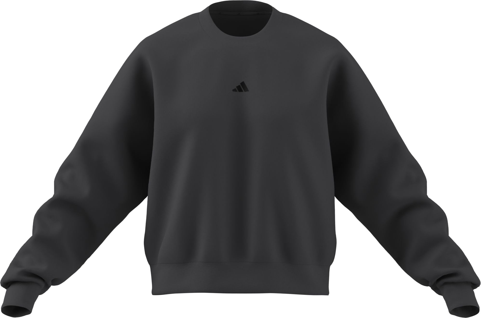 adidas Women's ESSENTIALS SMALL LOGO FEEL COZY RELAXED FIT SWEATSHIRT, grey six/black, XL