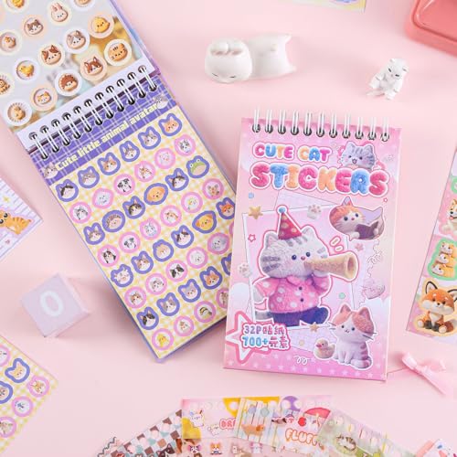 Image of Girl's Cute Sticker Book, Cartoon Pet Theme - 700+ Cute Animal Style Foodie Stickers, for DIY Scrapbooking Journaling Handbook Decoration