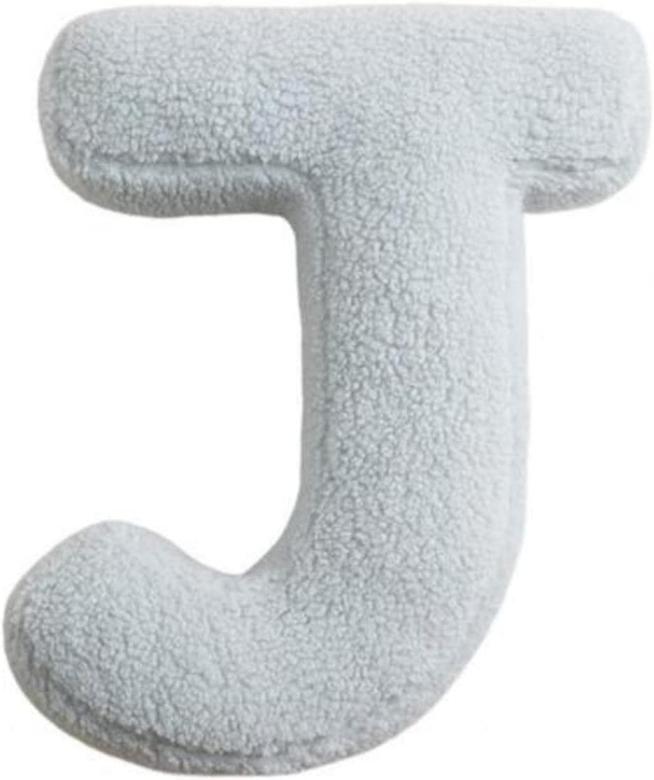 Almohadas de felpa con 26 letras del alfabeto inglés, cojines decorativos para la habitación de los niños, sofá, cama, suelo o coche (J)