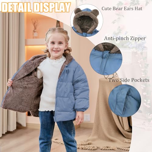 kids4ever Baby Kleinkinder Jungen Winterjacke Mantel 6-12 Monate Niedlich Plüsch Bärenohren Jacke Kapuzenjacke mit Reißverschluss Blau