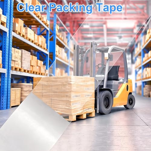 Image of Life's Little Pleasures 6 Pack 2 inch x 2 inch Transparent Tape, 55 Yards - Heavy Duty, Multi-Purpose Clear Packing Tape for Sealing, Wrapping, and Shipping
