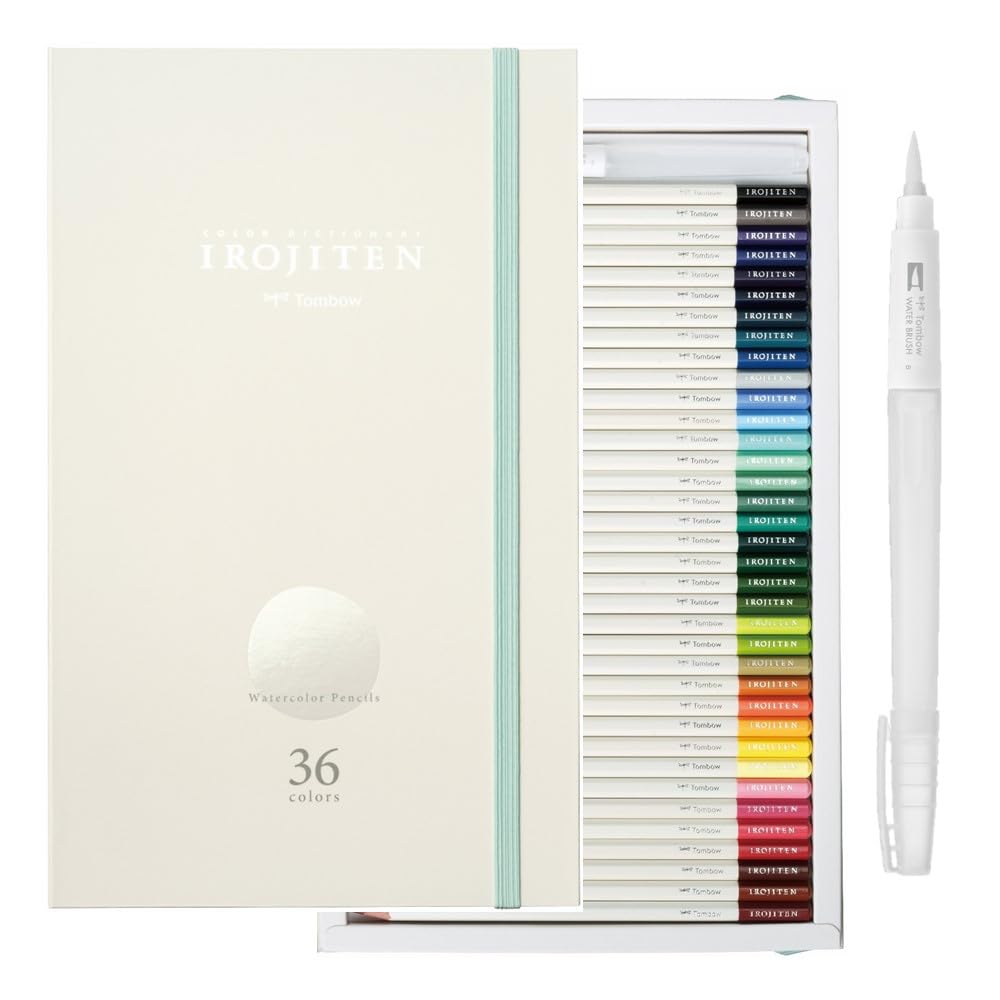 CI-KW36C Watercolor Pencils, Color Dictionary (Drawing with Natural Colors), Water Brush…