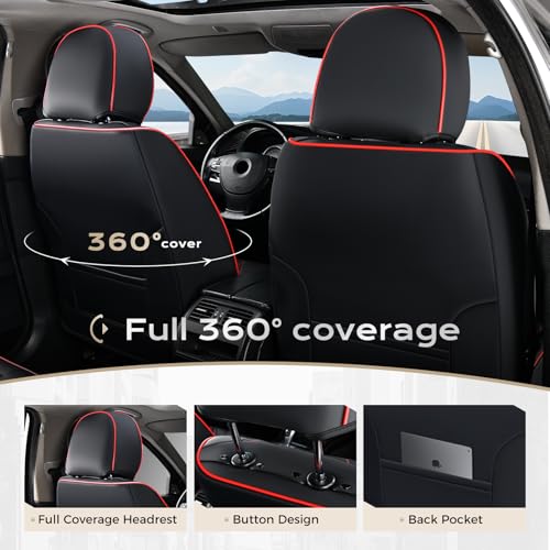 Image of Coverado Car Seat Covers, Front Covers for Cars, Car Seat Cover Front Seats, Car Seat Protector Waterproof, Leather Car Seat Cushion, Universal Interior Covers Seat Protectors for Most Cars Purple