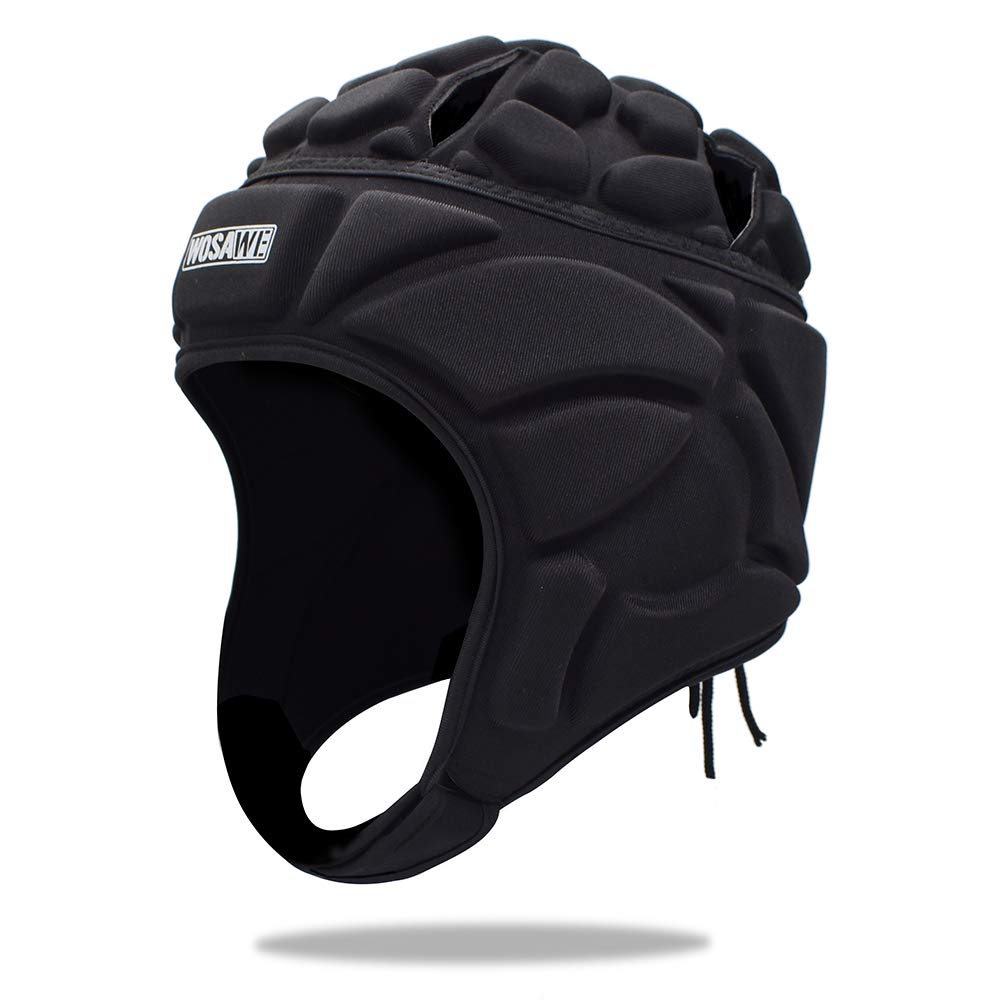 Torwarthelm Kopfschutz Helm, Umfassender Schutz Atmungsaktiv Verstellbares Design mit Luftlöchern Krempe, Spielhelm Schutzhelm für Fahrrad Sport Training Rugby Football Tormann, schwarz