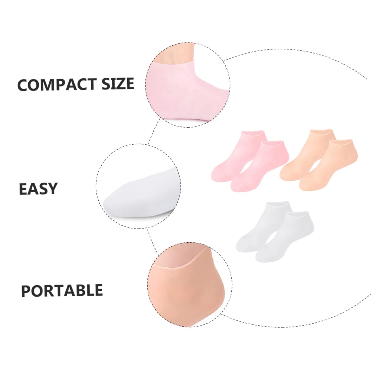 Outanaya 3Pairs Moisturizing Foot Cover Socks for Women Intensive Hydration Treatment for Dry Cracked Feet Washable Reusable for Home Pedicure Care Infused