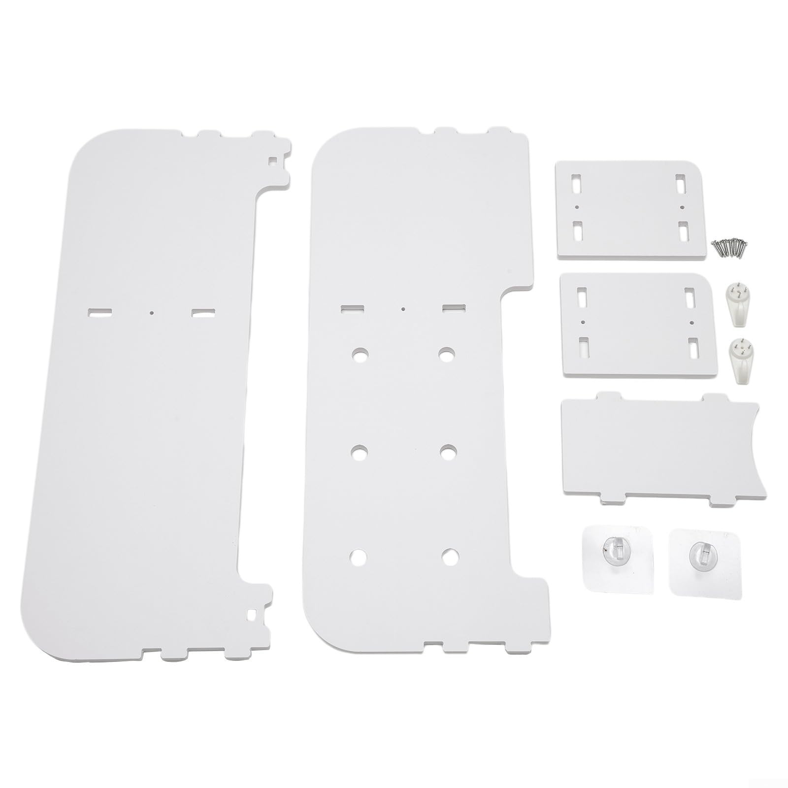 Supporto da parete per TV, per set top box, router e lettore DVD, senza fori, in legno bianco, in plastica composita, per gestione dei cavi, 50 cm