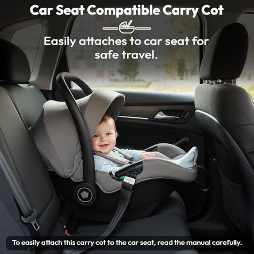 Image of StarAndDaisy 2-in-1 Carry Cot for Newborn Baby /car seat with Adjustable Handle, 3-Point Safety Belt & Removable Canopy /Portable Baby Cot /Baby /Infant Carry Seat for 0-2 Years - Pink
