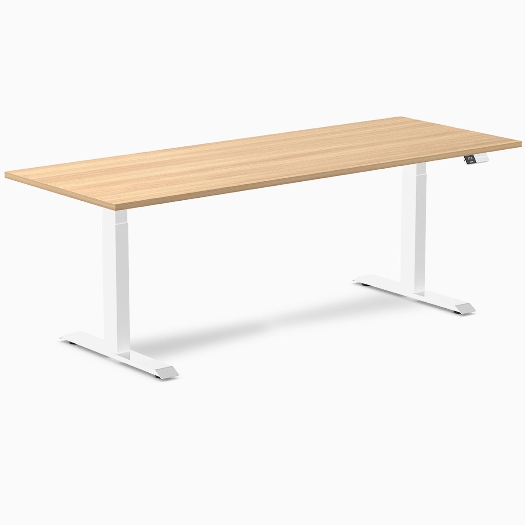 Desky Dual Laminate Sit Stand Desk Sublime Teak 78.7" White