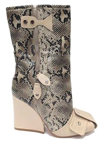 LEMONADE Women Buckle Detail Square Toe Wedge Heel Ankle Boot Mayu