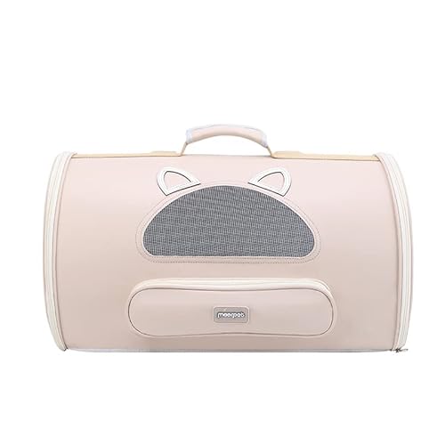 SUNCN ペットキャリー ペット用品 クレートランキング ペットキャリーバッグ 猫 犬 折りたたみ式 猫用 犬用 抱っこバッグ 防水性 耐久性 高級PUレザー ペットバッグ 小型犬用 小動物 旅行 外出 お出かけ 散歩用 (ベージュ) -