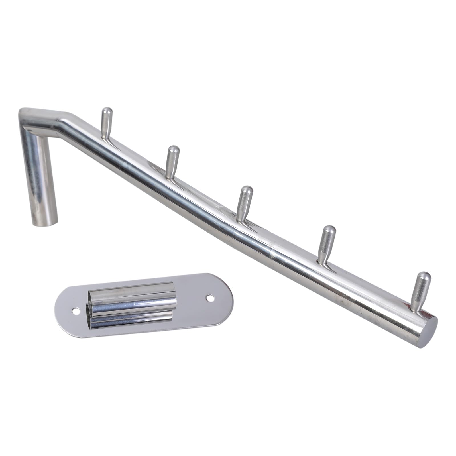 Steel Folding Wall Mounted Clothes Hanger Rack with 5 Hooks & Rotation Arm Bathroom Towel Hanger Upgrades for Space Use Wall Mounted Coat Rack