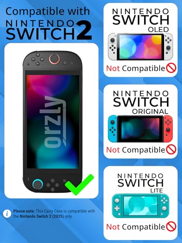 Image of Orzly Case Compatible with Nintendo Switch 2 - Protective Travel Carry Case with Screen Padding, Game Card & microSD Slots, Zipped & Open Pockets for Accessories - 7.9 inch Gift Boxed