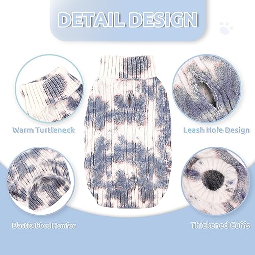 CITÉTOILE Warme Winter Hund Pullover, Weiche und Bequeme Gestrickte Hundemantel, Turtleneck Haustier Kleidung für das Kalte Wetter, Farbverlauf eingestellt für Kleine Mittlere Haustiere, Blau, S