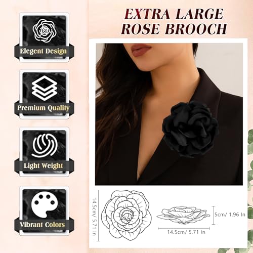 Image of Yadiana Rose Flower Brooches and Pins for Women, Dainty Satin Fabric Rose Brooches Lapel Pins Elegant Hair Clips for Wedding Party Banquet Dress Suit Clothes Accessories Valentine's Day Jewelry Gifts