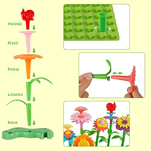Stem Toddler Toys For Age 3 4 5 6 Year Old Girls - Flower Garden Building Toys For Preschool Educational Activity, Birthday Gifts And Stacking Learning Playset, Floral Gardening Pretend Kit (150Pcs) #TOP4