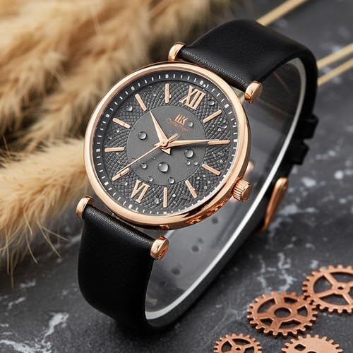Image of IIK COLLECTION Watches for Women Round Dial |Analogue Quartz Movemnet Ladies Watch|Long Battery Life|Leather Bracelet Strap|Buckle Lock Clasp Safety Watches for Girls
