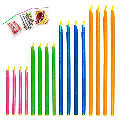 16PCS Reusable Plastic Chip Bag Sealer Sticks, 4 Colors and Sizes Stay Fresh Food Bag Sealing Clips, Kitchen Food Storage Clips for Sealing and Storing Snack Chips Rice