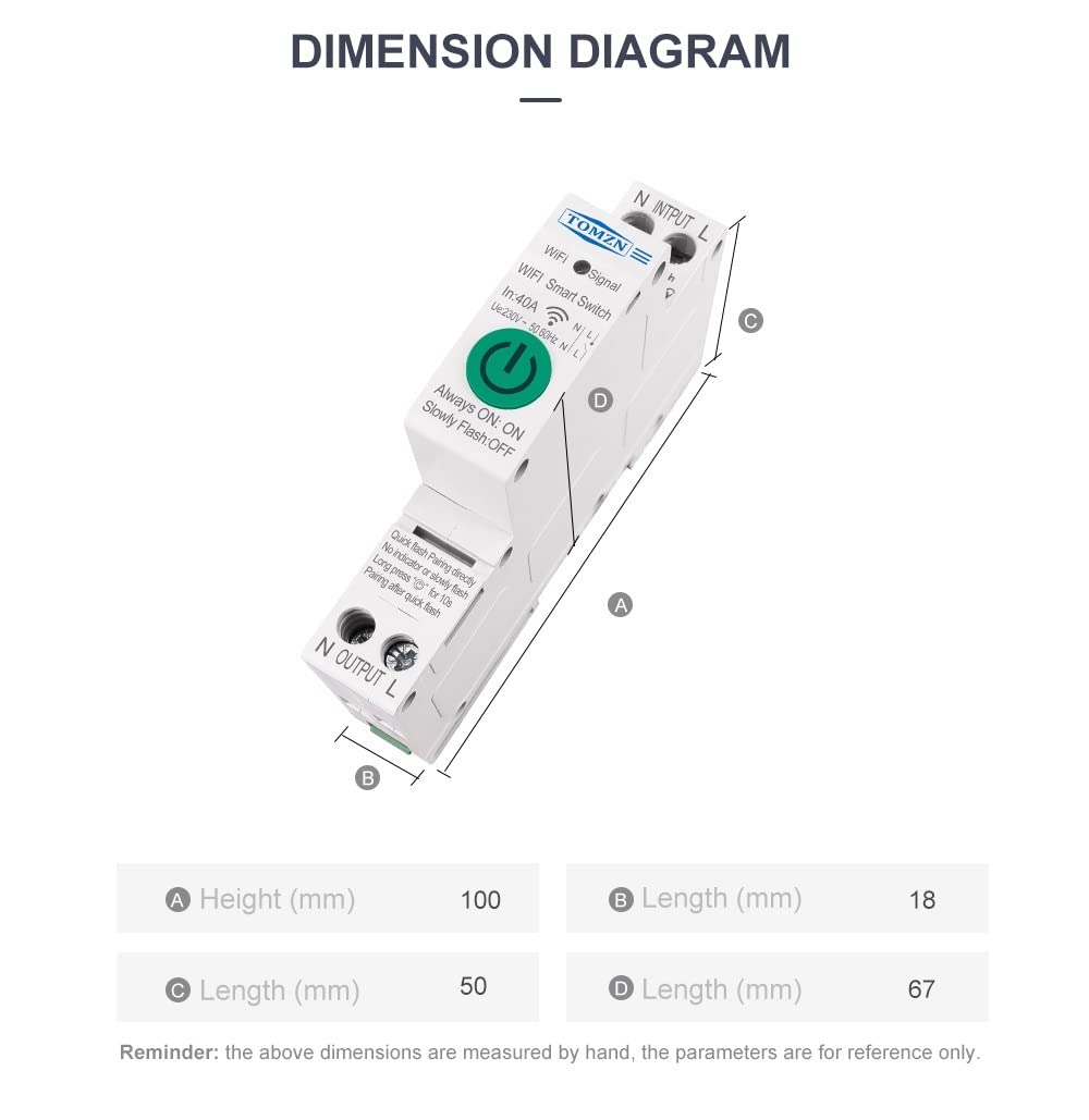 Interruttore 1P+N WiFi Smart Switch 40A Misuratore di Energia Kwh Monitoraggio Interruttore Timer Relè MCB