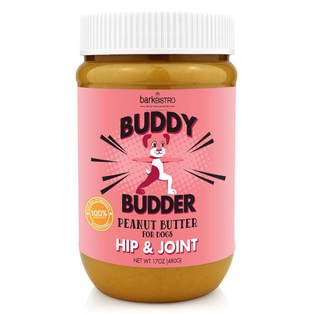 CRANBERRY CANINE BUDDY BUDDER (hip + joint), 100% Natural Dog Peanut Butter, Healthy Peanut Butter Supplement, Made in USA (17oz Jar)