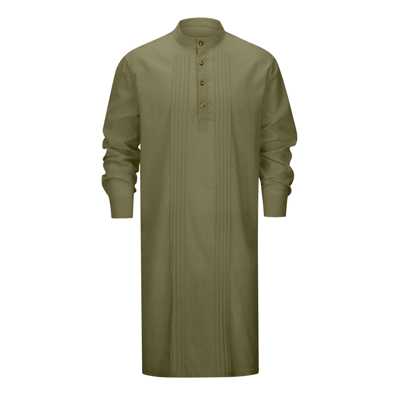 Chemise Homme, Chemises Décontractées Boutonnées pour Hommes Robe À Manches Longues en Lin Robe Musulmane, Style Minimaliste