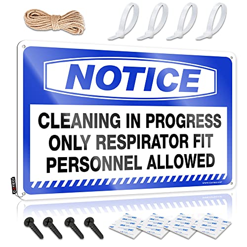 Abipuir Funny Sogns - Letrero de estaño con texto en inglés 'Notice Cleaning in Progress Only Respirator Fit Personnel Perlowed', para café, bar, balcón, decoración (tamaño: 20 x 30 cm)