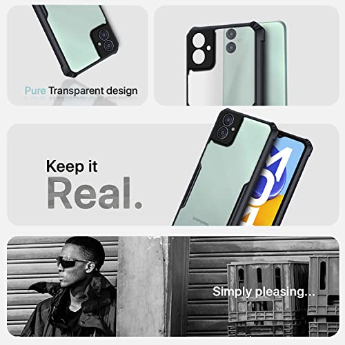 Image of Pikkme Samsung Galaxy M04 / F04 / A04E Back Cover | Crystal Clear Transparent Back | Ultra Hyrbid | Full Camera Protection | Raised Edge | Bumper Back Case (Plastic, Black)