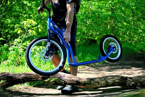 YEDOO Four Y40 Tretroller - bis 150 kg, mittelgroßer, Stabiler Kickscooter mit Scheibenbremsen und 20/16 Lufträdern - Dogscooter für Erwachsene, für Natur und urbanes Off-Road. Rot