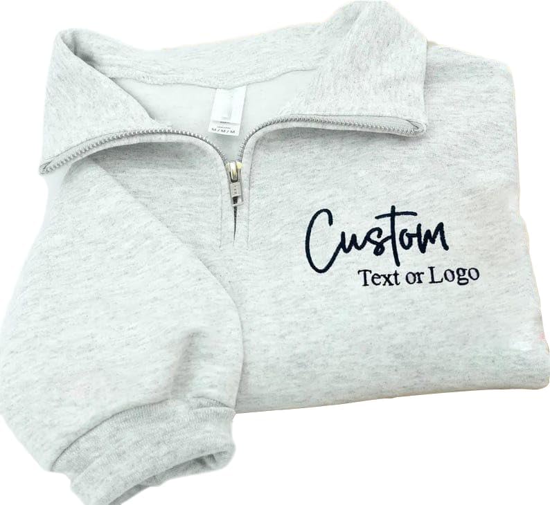 Personalized Logo Quarter Zip Sweatshirt, Custom Business Embroidery, Logo Business Uniform